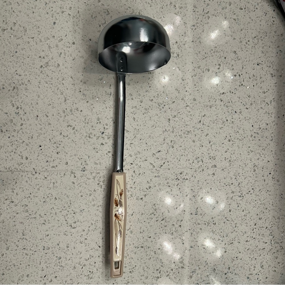 Vintage Ekco-Like Stainless Steel Ladle - “Harvest Wheat” Handle Design